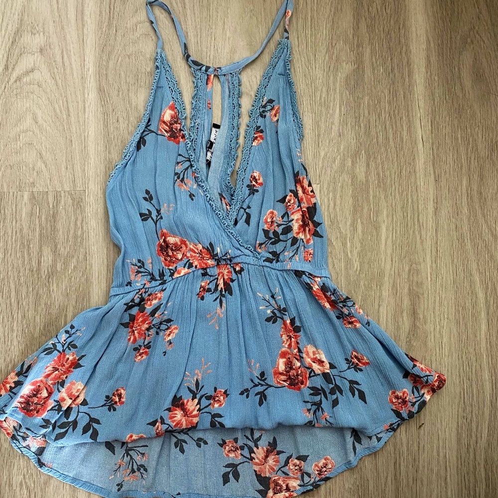Light Blue Floral Racer Back